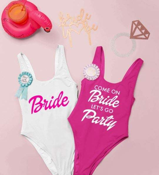 Come on bride barbie bachelorette swimsuit