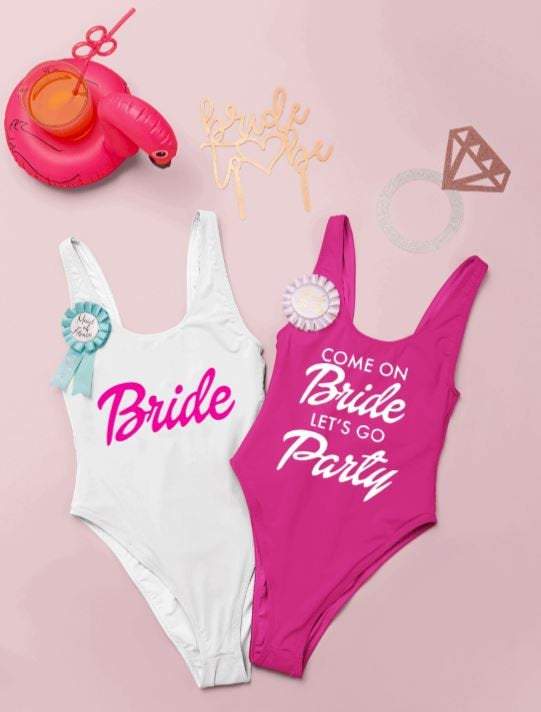 Come on bride barbie bachelorette swimsuit