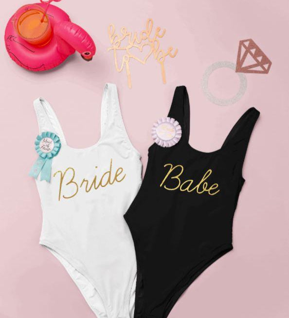 Cursive babe bachelorette swimsuit