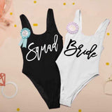 Custom squad bachelorette swimsuits