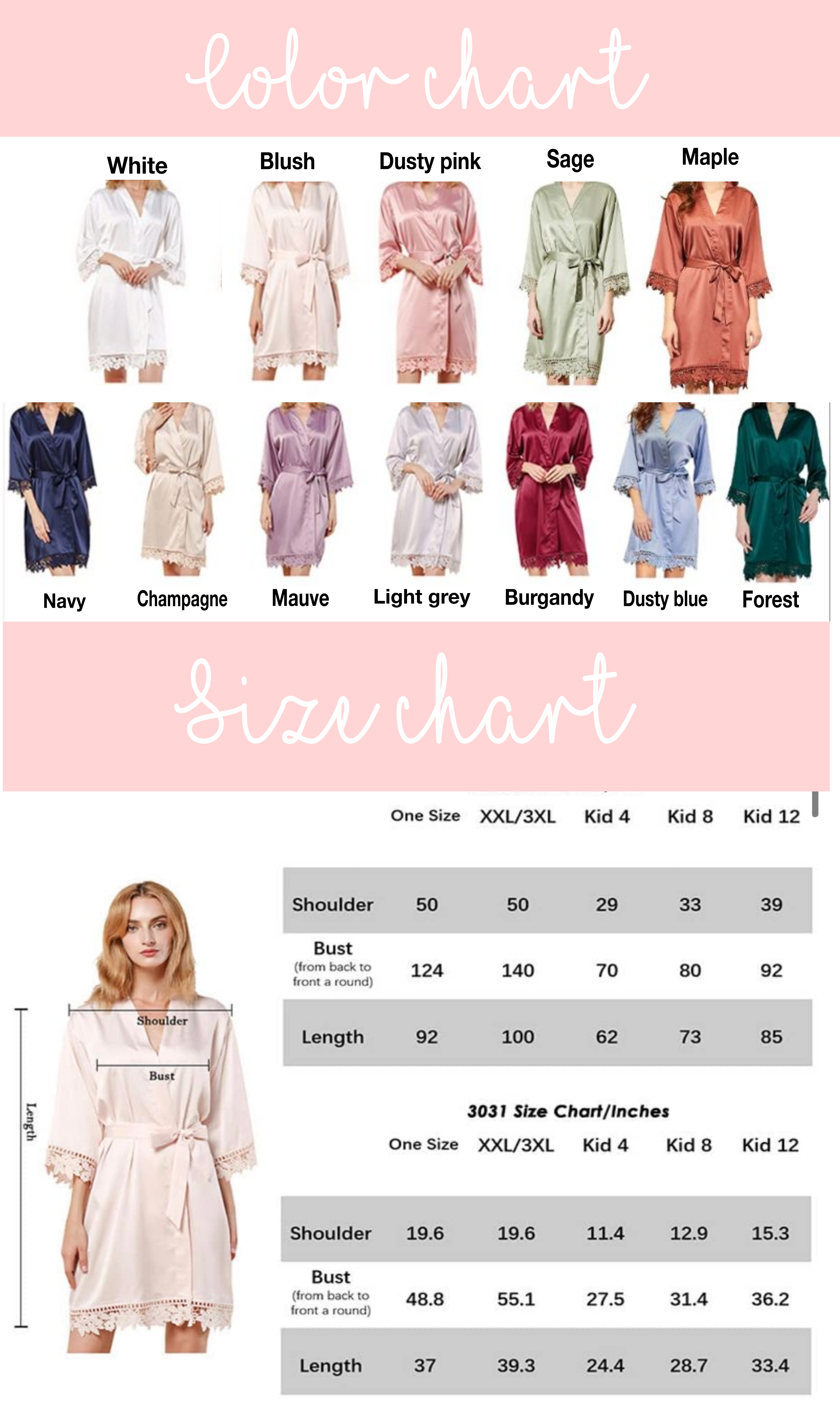 Satin lace bridesmaid robes