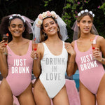 Drunk in love custom bachelorette swimsuit