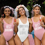 Drunk in love custom bachelorette swimsuit