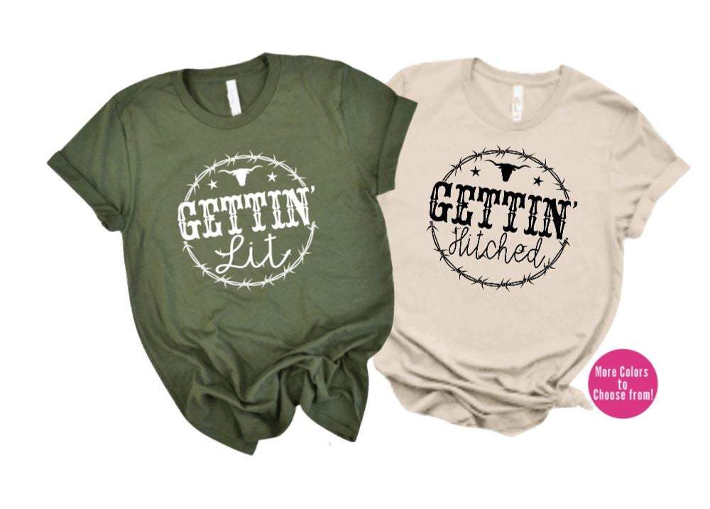 Gettin hitched bachelorette party shirt