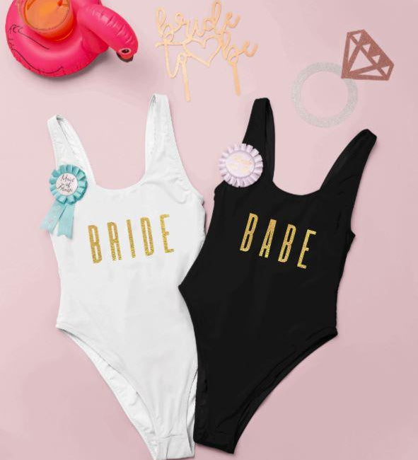 Gold- Beach Bachelorette Swimsuits Bathing Suits Honeymoon 
