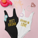 Drunk In Love Bachelorette Party Bathing Suits, Matching Bridesmaid Bathing Suits, Bride to Be Swim Suit