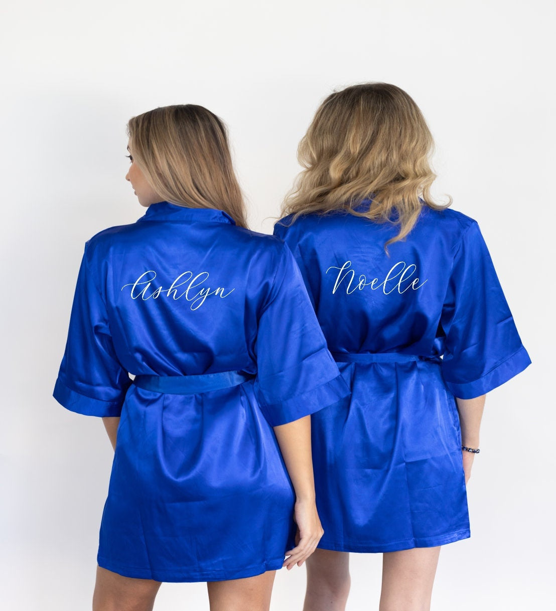 Personalized Royal Blue Satin Robe