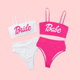 Pink Bride And Babe Bachelorette Swimsuits Bachelorette Bathing Suits. Bride Swim Suit. Tribe Swimsuit customizable Bride Swimsuit.