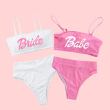 Pink Bride And Babe Bachelorette Swimsuits Bachelorette Bathing Suits. Bride Swim Suit. Tribe Swimsuit customizable Bride Swimsuit.