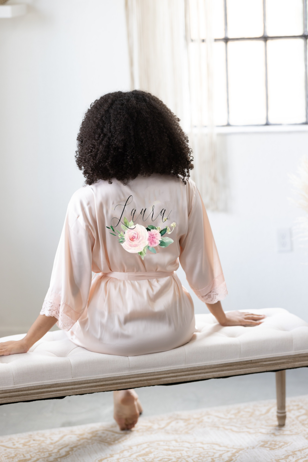 Personalized Floral Bride Robe - robe Bridal Robes |