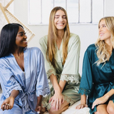 Satin lace bridesmaid robes-Dusty Blue