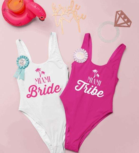 Miami Bachelorette Swimsuits for Bride and Bridesmaids One 