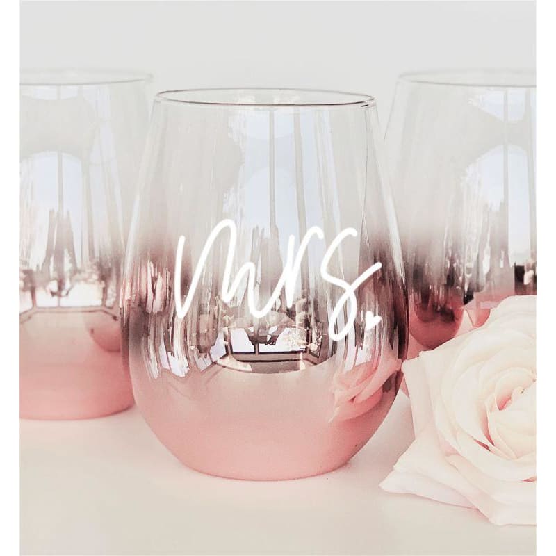 Mrs. Stemless Glass - Rose Gold