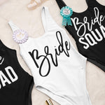 One piece swimsuit bride swimsuit bathing suit bride squad 