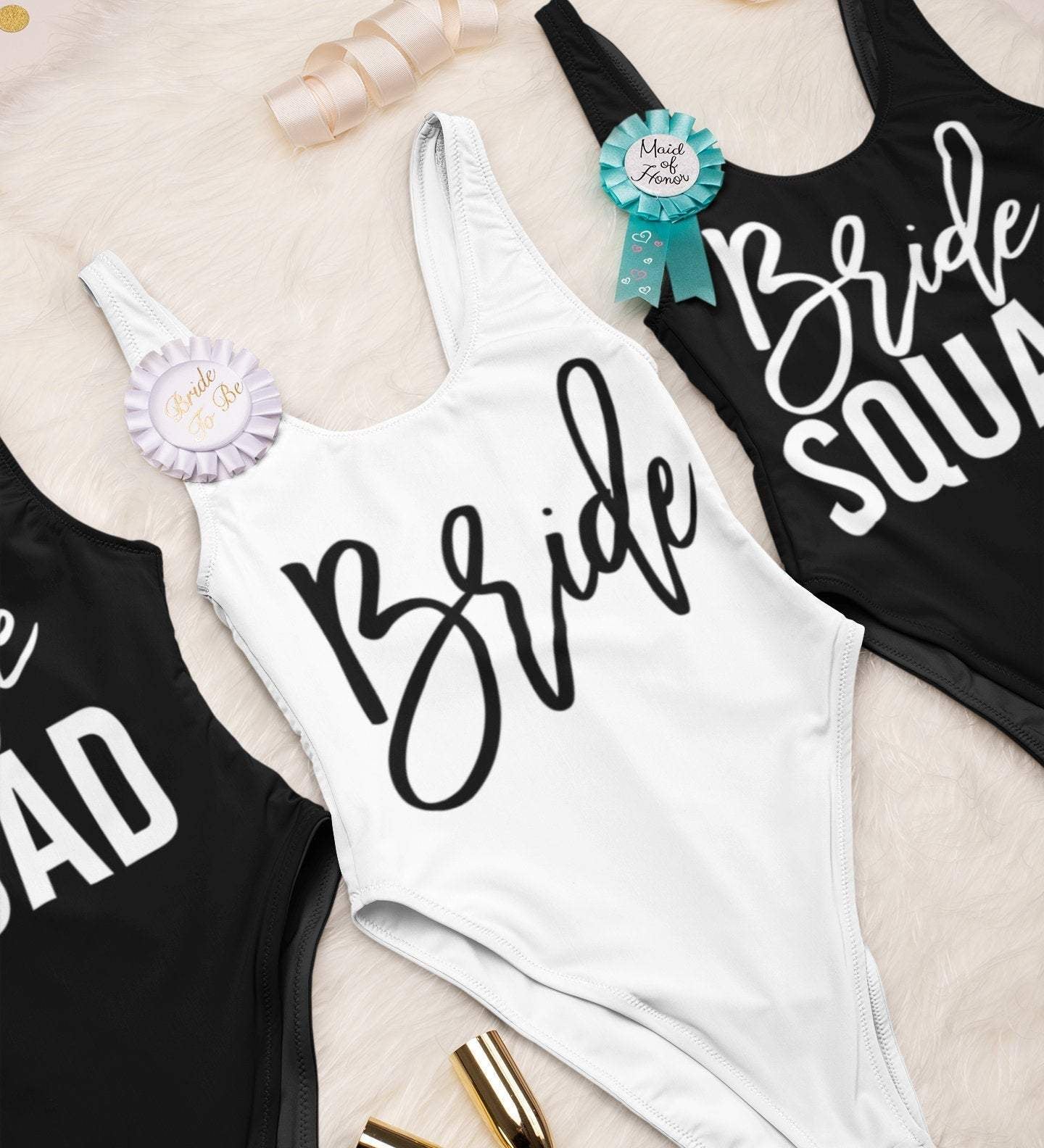 One piece swimsuit bride swimsuit bathing suit bride squad 