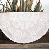 Personalized boho round beach towel - beach towel