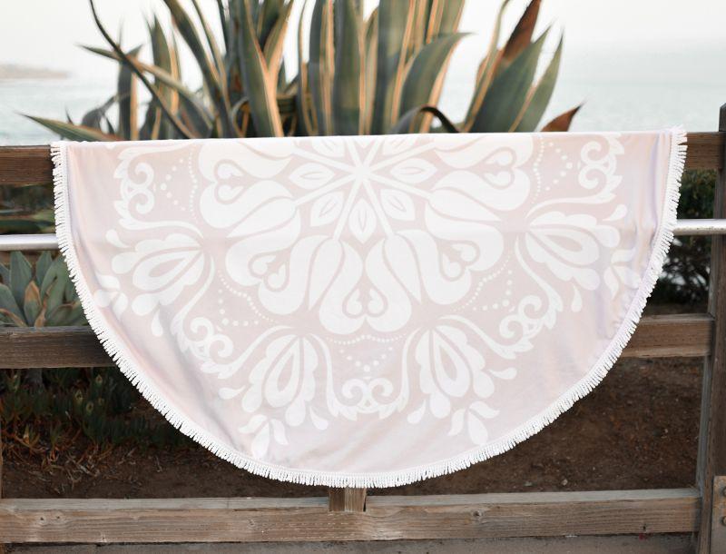 Personalized boho round beach towel - beach towel