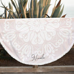 Personalized boho round beach towel - beach towel