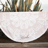 Personalized boho round beach towel - beach towel