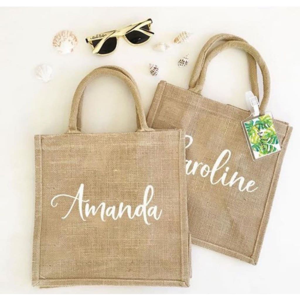 Personalized Natural Jute Bag Custom Initials Gift Tote Bag Birthday  Christmas Party Gifts Shopper Bag with Your Name