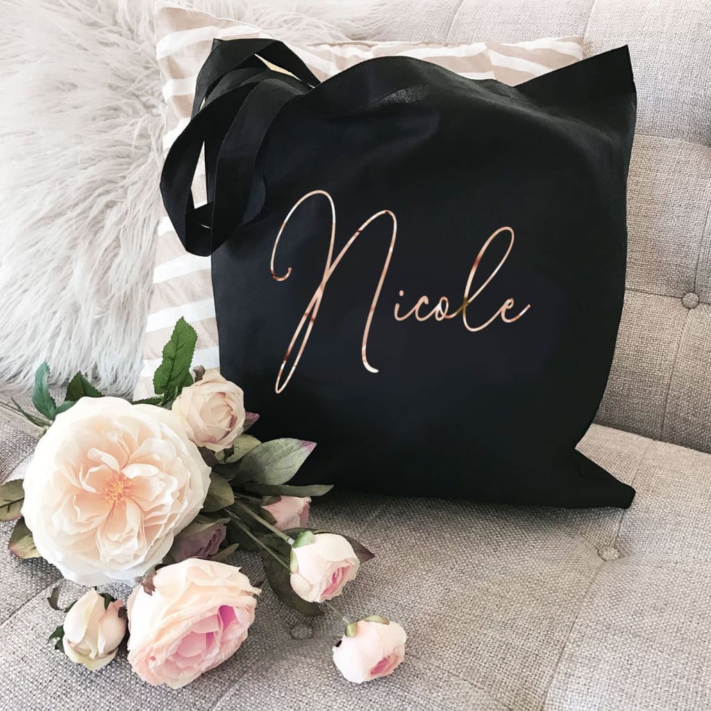 Canvas Tote Bag with Name & Initial - Personalized Brides