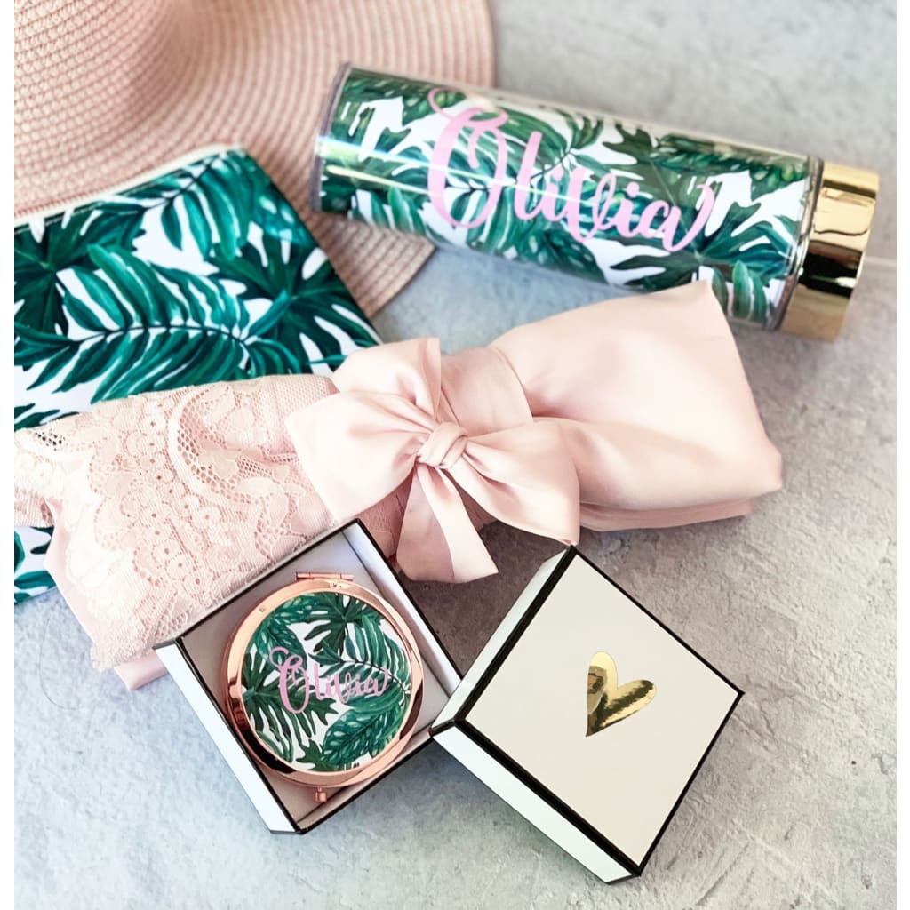 Personalized Palm Leaf Compacts - compact mirror