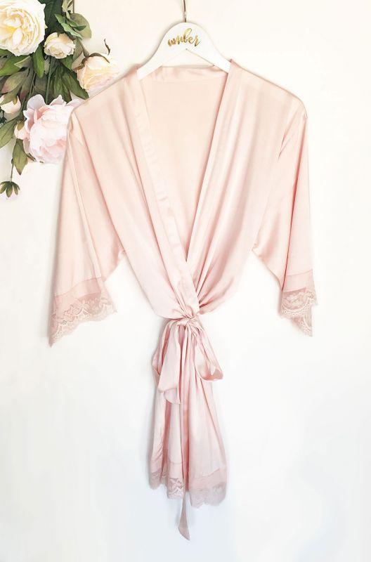 Personalized Satin Lace Robes - robe Bridal Robes |