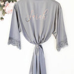 Personalized Satin Lace Robes - robe Bridal Robes |