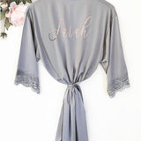 Personalized Satin Lace Robes - robe Bridal Robes |