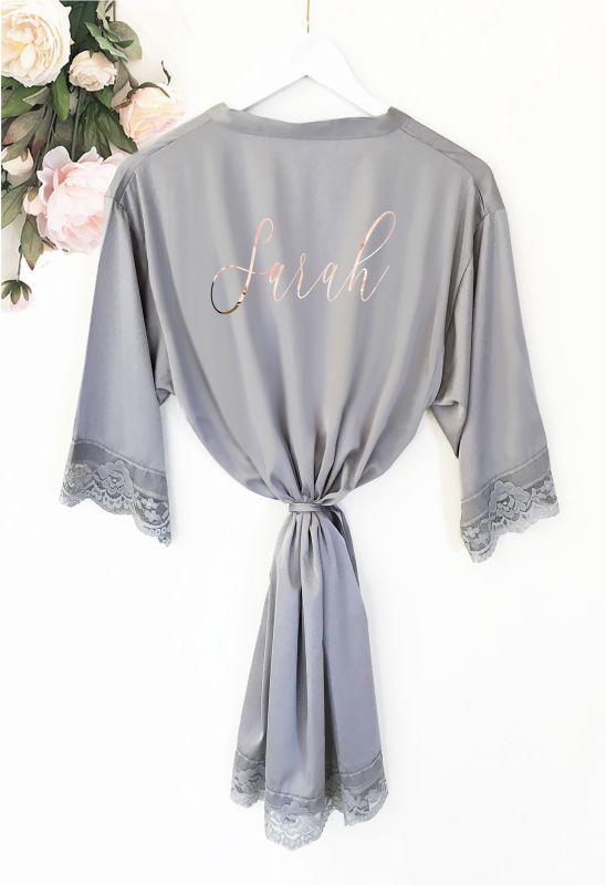 Personalized Satin Lace Robes - robe Bridal Robes |
