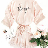Personalized Satin Lace Robes - robe Bridal Robes |