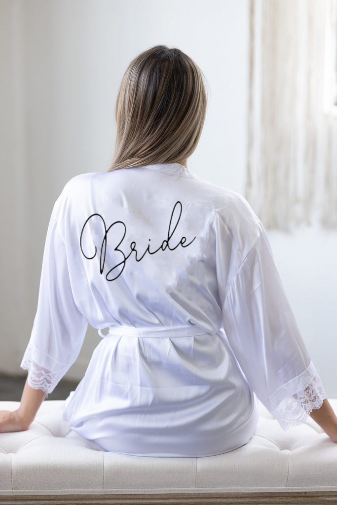 Personalized Bride Robe Satin Lace