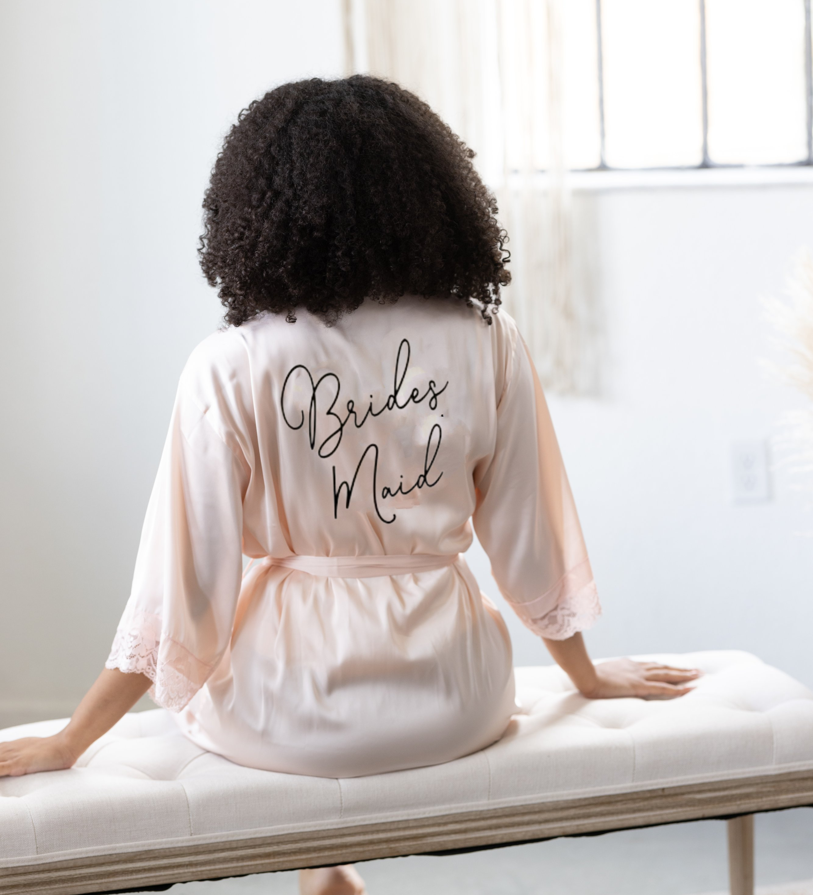 Personalized Bridesmaid Robe Satin Lace - robe Shop For