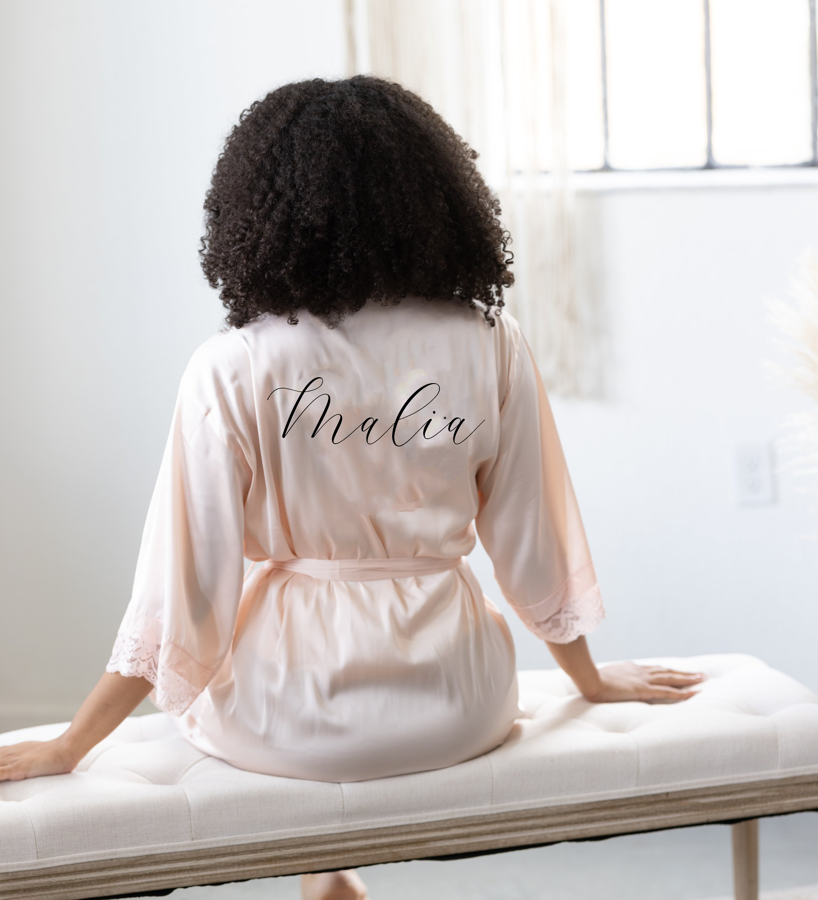 Personalized Satin Lace Robes - robe Bridal Robes |