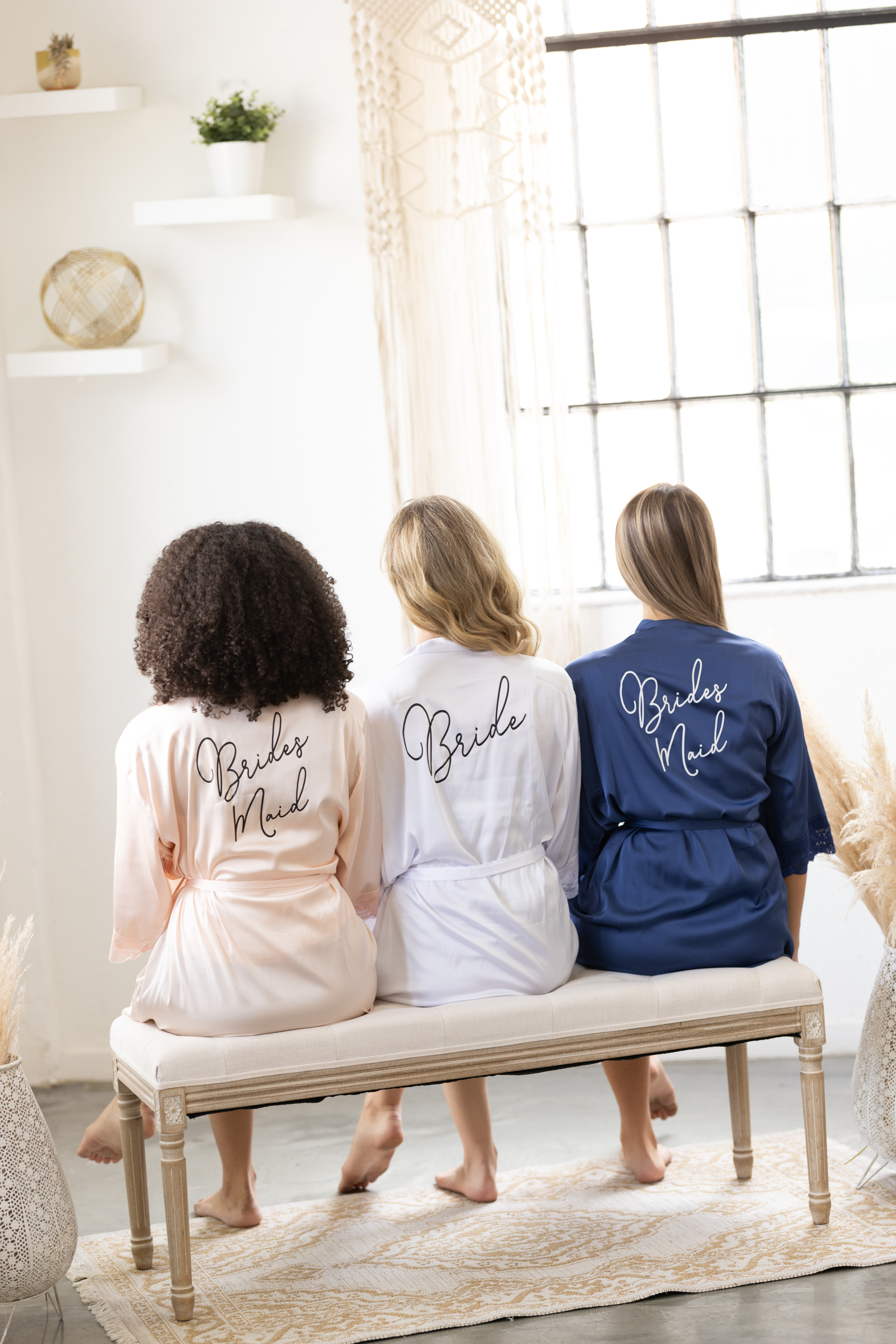 Personalized Bridesmaid Robe Satin Lace - robe Shop For