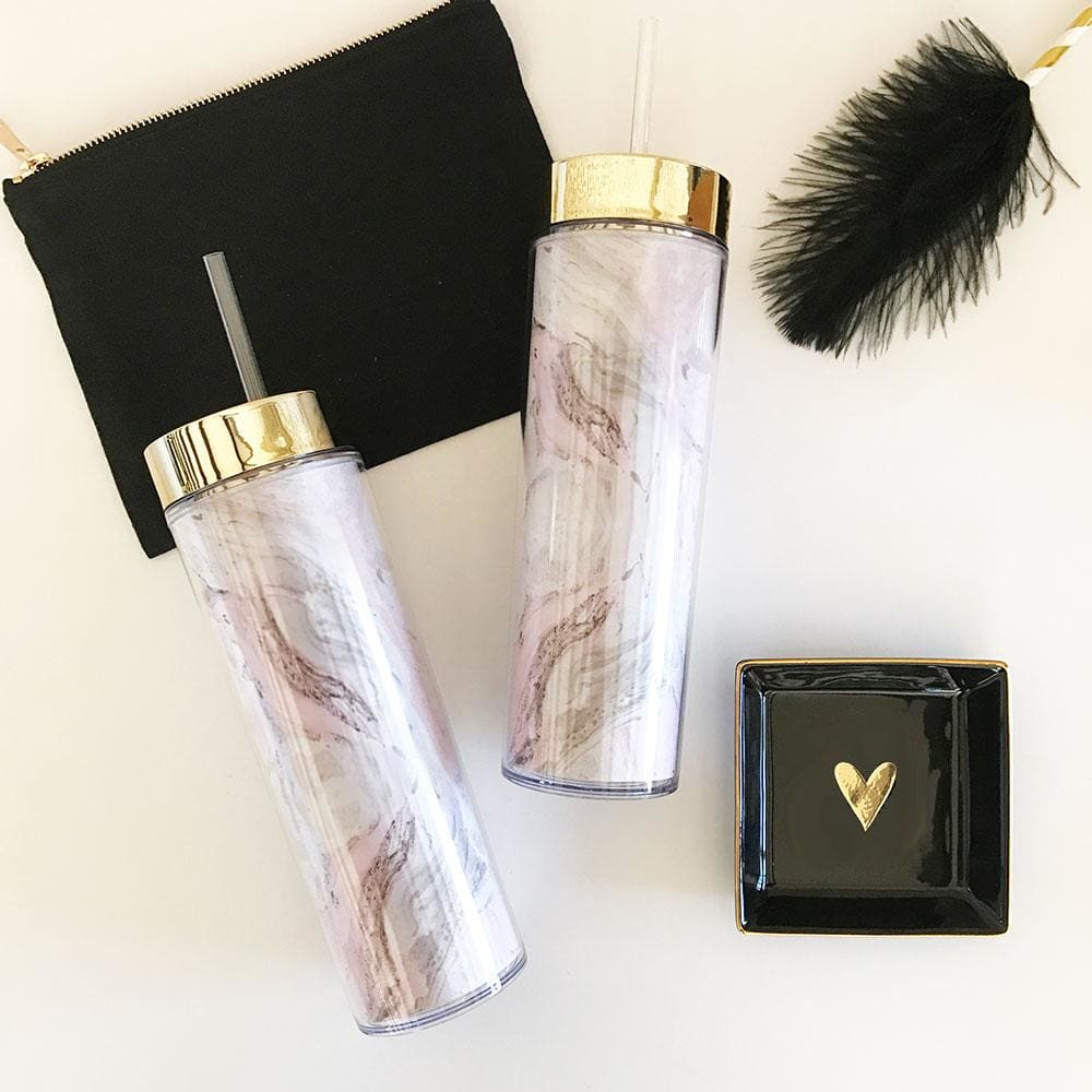 Pink Marble Tall Tumblers - Cups & Tumblers