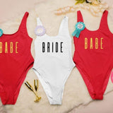 Red babe bachelorette swimsuit