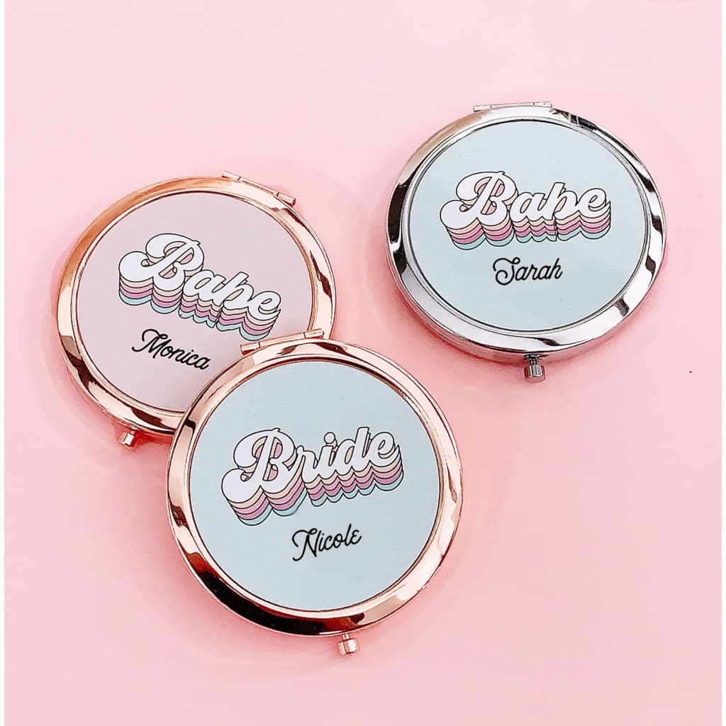 Retro Bride & Babe Mirror Compacts - compact mirror
