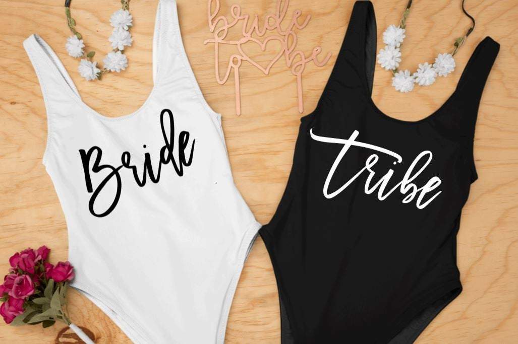 Tribe bachelorette swimsuit black-Nautical Brides