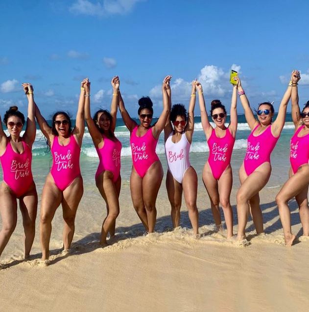 Bachelorette Neon Pink Bathing Suit Hot Pink Tribe Bachelorette