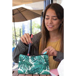 Tropical Palm Leaf Makeup Bag - makeup bag