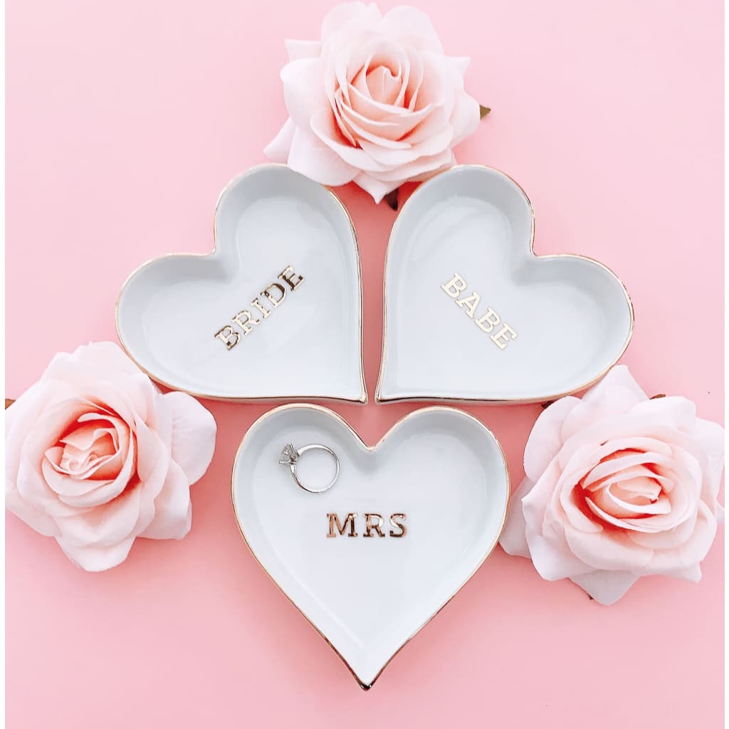 Personalized Monogram Heart Shaped Ring Dish | David's Bridal